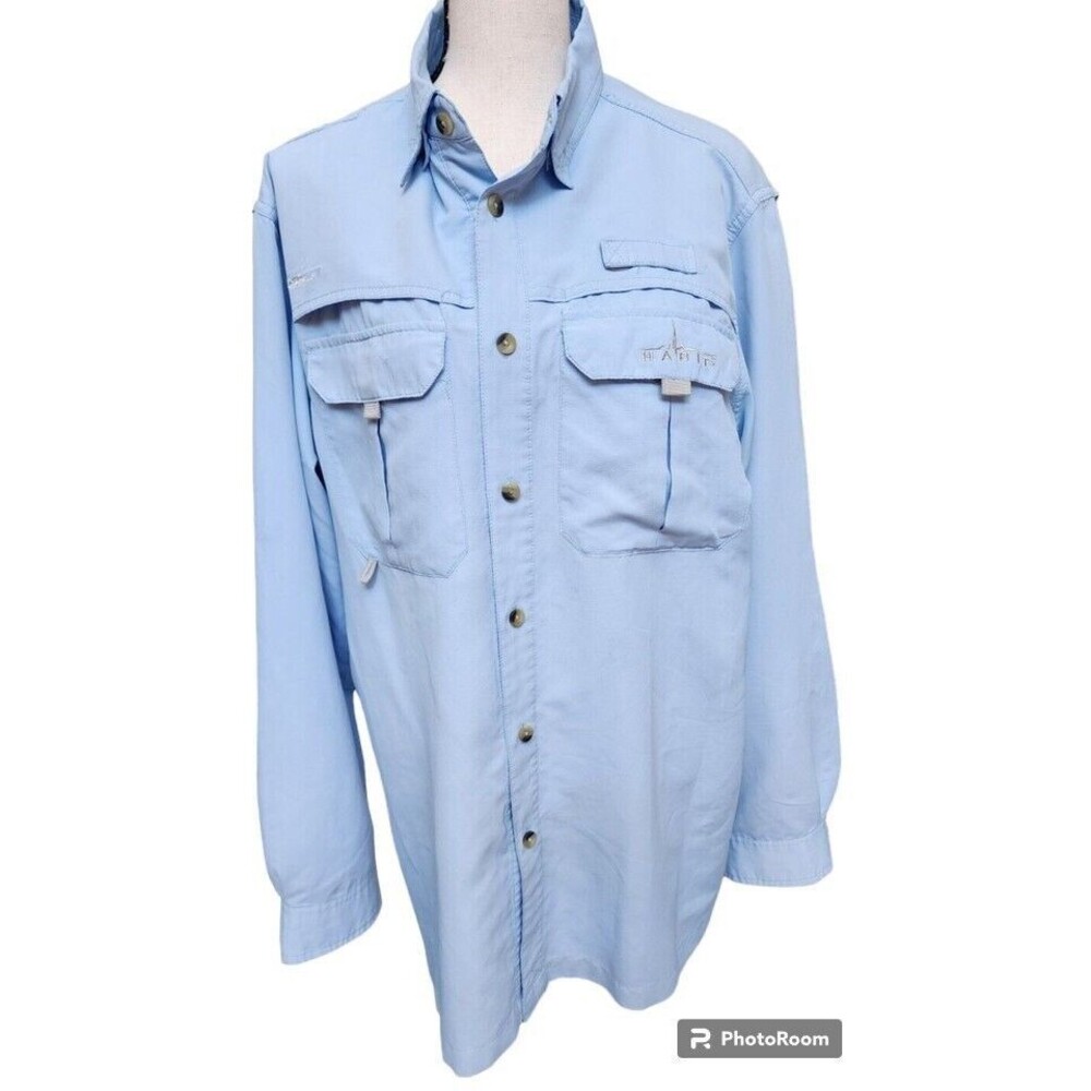 HABIT Fishing Shirt Size Medium Powder Blue 40+ Solar Factor